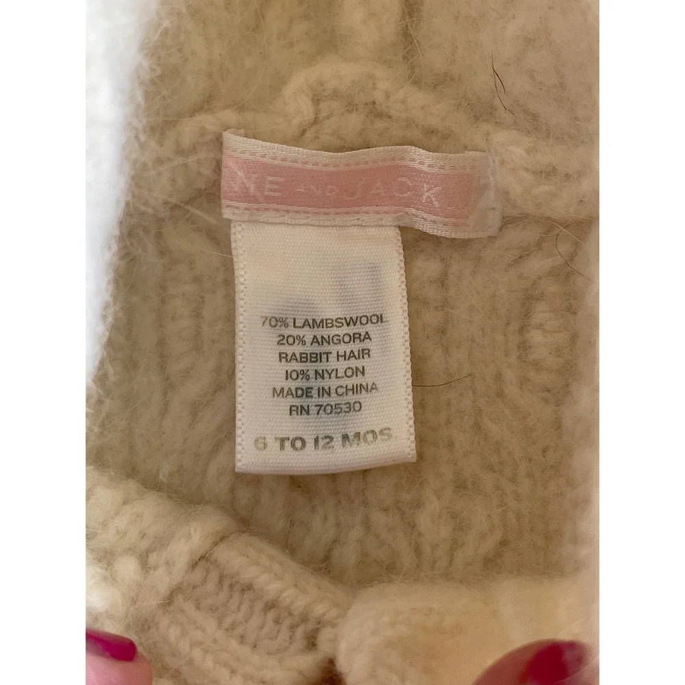 Janie And Jack Lambswool Angora Rabbit Hair Nylon Baby Hooded Cable Knit Coat